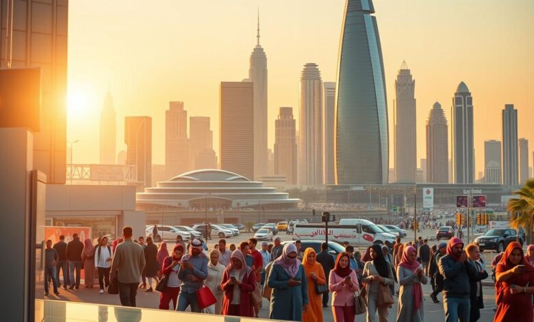 A bustling digital landscape, showcasing the vibrant e-commerce scene in Saudi Arabia. In the foreground, a sleek and modern Shopify storefront stands out, its clean lines and vibrant colors reflecting the tech-savvy nature of the local market. The middle ground features a diverse array of online shoppers, interacting with their mobile devices, highlighting the growing popularity of e-commerce among Saudi consumers. In the background, a skyline of towering skyscrapers and bustling city streets sets the scene, conveying the dynamic and rapidly evolving nature of the Saudi digital marketing landscape. The image is bathed in warm, golden hues, creating a sense of prosperity and growth, perfectly capturing the essence of marketing a Shopify store in the Saudi Arabian market.