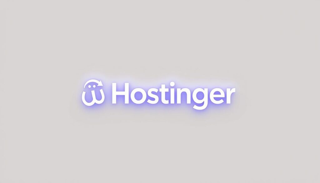 A contemporary web hosting service logo with an Arabic text overlay, showcasing the brand "استضافة Hostinger" in a clean, minimalist style. The logo should be positioned prominently in the center, with a soft, warm lighting that illuminates the Arabic characters and highlights the overall visual harmony. The background should feature subtle gradients or textures that complement the branding, creating a visually appealing and professional-looking image suitable for an article about the hosting service's features and drawbacks for users in Saudi Arabia.