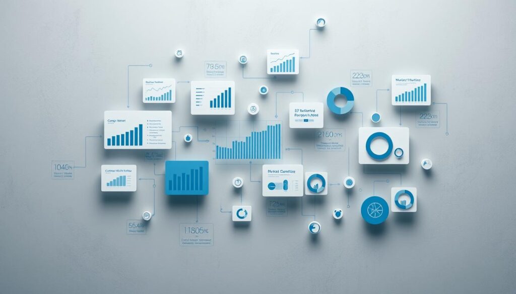 A detailed analysis of the competitive landscape in a lucrative niche market. The image depicts a data-driven visualization, showcasing key insights into market trends, customer preferences, and rival strategies. Utilizing a sleek, minimalist aesthetic, the composition features a series of interconnected graphs, charts, and data points floating against a subtly textured background. Muted tones of blue and gray convey a sense of analytical precision, while strategic use of light and shadow add depth and dimension to the scene. The overall effect is one of informative clarity, guiding the viewer through the nuances of successful niche selection and competitive assessment.