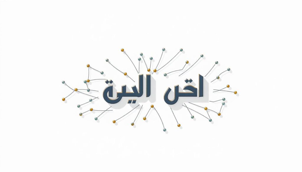 A detailed illustration showcasing the concept of "الكلمات المفتاحية" (Arabic for "Keywords"). Set against a clean, minimalistic background, the image depicts a central focus on the Arabic text, rendered in a bold and distinct typeface. The text is surrounded by a series of interconnected nodes and links, symbolizing the relationships and importance of keywords in search engine optimization. The overall composition is balanced, with a subtle play of light and shadow, creating depth and dimensionality. The image conveys a sense of structure, organization, and the significance of carefully selecting keywords for product descriptions.