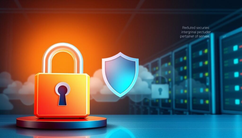 A high-quality, detailed illustration depicting the security and protection features of the Hostinger web hosting platform. In the foreground, a secure lock icon representing the robust encryption and access control measures. In the middle ground, a shield icon symbolizing the comprehensive firewall and intrusion detection systems. In the background, a serene cloud-based server infrastructure with redundant backups and distributed denial-of-service (DDoS) mitigation. The scene is illuminated by a warm, inviting light, conveying a sense of trust and reliability. Realistic textures, subtle shadows, and a balanced composition create a visually compelling and technically accurate representation of Hostinger's security capabilities.