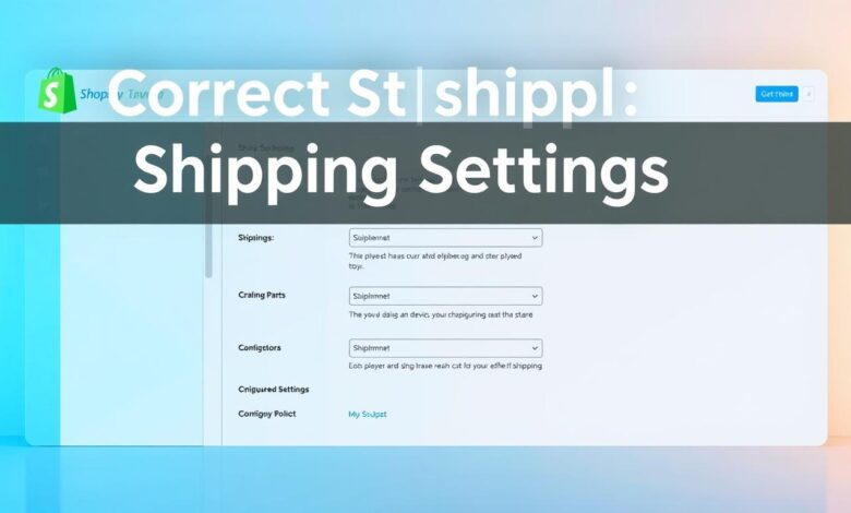 A high-resolution image depicting the correct shipping settings in a Shopify store. The scene features a Shopify dashboard interface with a focus on the shipping module. Crisp, clean lines and a minimalist design create a professional, tech-savvy atmosphere. Soft, neutral tones with accents of blue and green to convey a sense of trust and reliability. The layout is well-organized, highlighting key shipping options and configuration settings. The image should inspire confidence in the store owner's ability to accurately manage their shipping costs and policies.