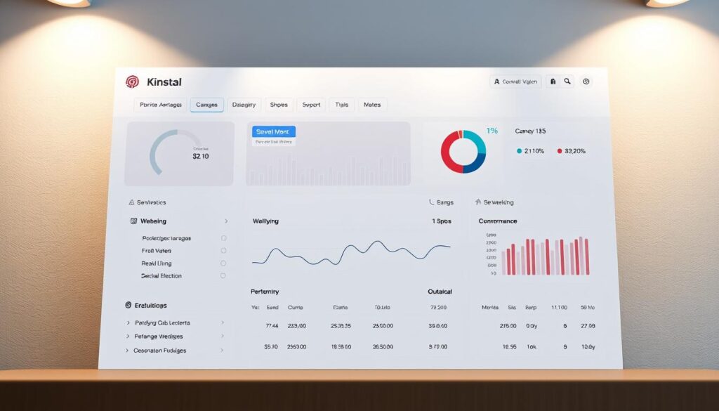 A highly detailed, realistic dashboard interface for Kinsta, a leading WordPress hosting platform. The dashboard showcases a clean, minimalist design with intuitive controls and metrics, providing a seamless user experience. Soft lighting illuminates the interface, creating a warm, professional atmosphere. The layout is well-organized, with clear sections for website management, performance analytics, and other crucial features. Subtle textures and gradients add depth and sophistication to the design, while the overall composition is balanced and visually appealing.