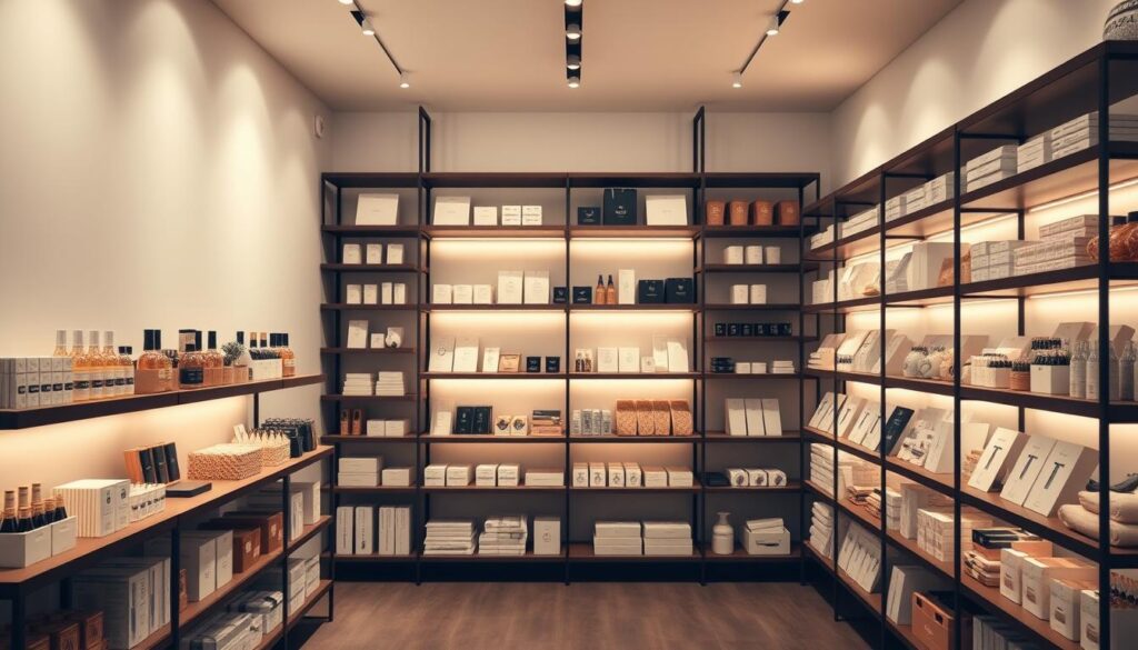 A meticulously organized Shopify store displaying an array of products against a clean, minimalist backdrop. Neatly arranged shelves showcase a diverse selection, with each item meticulously placed to create a harmonious visual flow. Warm, diffused lighting casts a subtle glow, accentuating the products' details and textures. The camera angles capture the store's layout, highlighting the efficient use of space and the intuitive navigation for customers. An atmosphere of professionalism and attention to detail permeates the scene, conveying the store owner's dedication to curating an exceptional shopping experience.