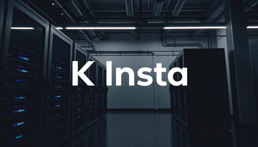 A modern and sleek web hosting platform, Kinsta, with its minimalist aesthetic and efficient performance. Showcase its servers and infrastructure in a dimly lit, industrial-style setting, emphasizing the attention to detail and advanced technology powering the service. Capture the essence of Kinsta's reliable and secure hosting, with a focus on the potential drawbacks users should be aware of, such as pricing, limited customization, and dependency on the platform. Convey a sense of professionalism and sophistication through the composition, lighting, and camera angle, without distracting visual elements.