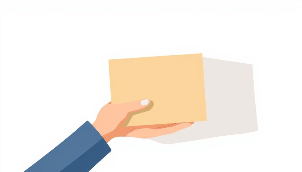 A modern, minimalist illustration depicting the concept of "Cash on Delivery" (COD) payment method. The image shows a hand holding a package against a clean, white background. The package is positioned at an angle, casting a soft shadow. The color palette is predominantly neutral with accents of warm gray and muted blue tones, conveying a sense of simplicity and practicality. The lighting is soft and diffused, creating a clean, professional appearance. The overall composition is well-balanced, drawing the viewer's attention to the key elements that represent the COD payment process.