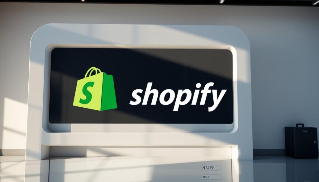 A modern, sleek digital payment gateway with the Shopify logo prominently displayed. The gateway is shown in a clean, minimalist style with a crisp, high-resolution rendering. The interface features intuitive controls and a streamlined user experience. The environment is well-lit with natural lighting, creating a professional and trustworthy atmosphere. The perspective is from a slightly elevated angle, showcasing the gateway in an authoritative and visually appealing manner. The overall composition is balanced and designed to highlight the key features of the Shopify payment integration, making it an ideal illustration for the article's subject matter.