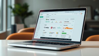 A professional-looking email integration with Shopify, showcased on a modern, minimalist laptop display. The screen displays a clean, well-organized interface with brand logos, data visualizations, and intuitive controls. Warm, directional lighting highlights the laptop's sleek, metallic chassis, creating a sense of sophistication and technological prowess. The composition is balanced, with the laptop positioned centrally and surrounded by a subtle, blurred background that suggests a professional, office-like setting. The overall tone conveys efficiency, seamlessness, and the power of integrating email marketing with an e-commerce platform.