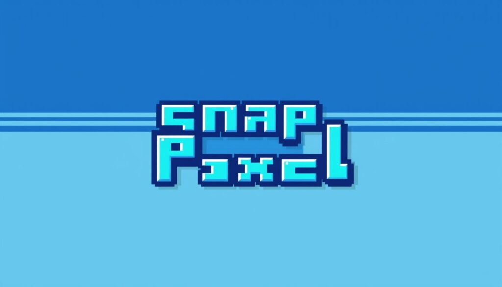 A retro-style pixel art depiction of "Snap Pixel", showcasing a classic 8-bit or 16-bit visual aesthetic. The image should feature a blocky, low-resolution graphic of the "Snap Pixel" text or logo, rendered in a vibrant color palette of blues, greens, and grays. The composition should have a clean, minimalist layout with the text or logo as the central focus, framed by a simple geometric background pattern or subtle textured elements to evoke a nostalgic, digital feel. The lighting should be flat and evenly distributed, creating a uniform, digital appearance. The overall tone should be one of simple elegance and retro-futuristic charm, reflecting the core concept of "Snap Pixel" within the context of the article's section.