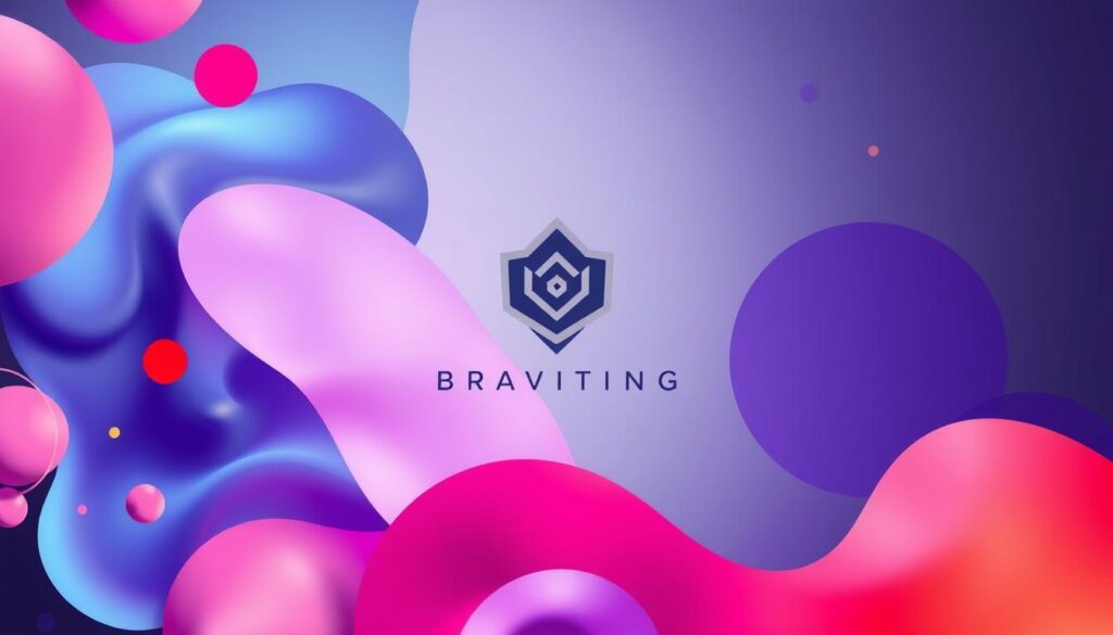 A visually striking brand identity, featuring a minimalist yet elegant logo design against a backdrop of vibrant, abstract shapes and patterns. The logo should be the focal point, crafted with precise lines and a timeless aesthetic that evokes a sense of professionalism and sophistication. The surrounding elements should create a cohesive, dynamic composition, with a harmonious color palette and a touch of depth and movement to captivate the viewer. The overall image should convey a strong, memorable brand presence that would be well-suited for an article on marketing strategies for an e-commerce business on Instagram and Snapchat.