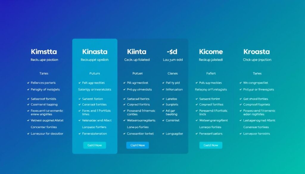 صورة تبين باقات Kinsta المختلفة وميزات النسخ الاحتياطي