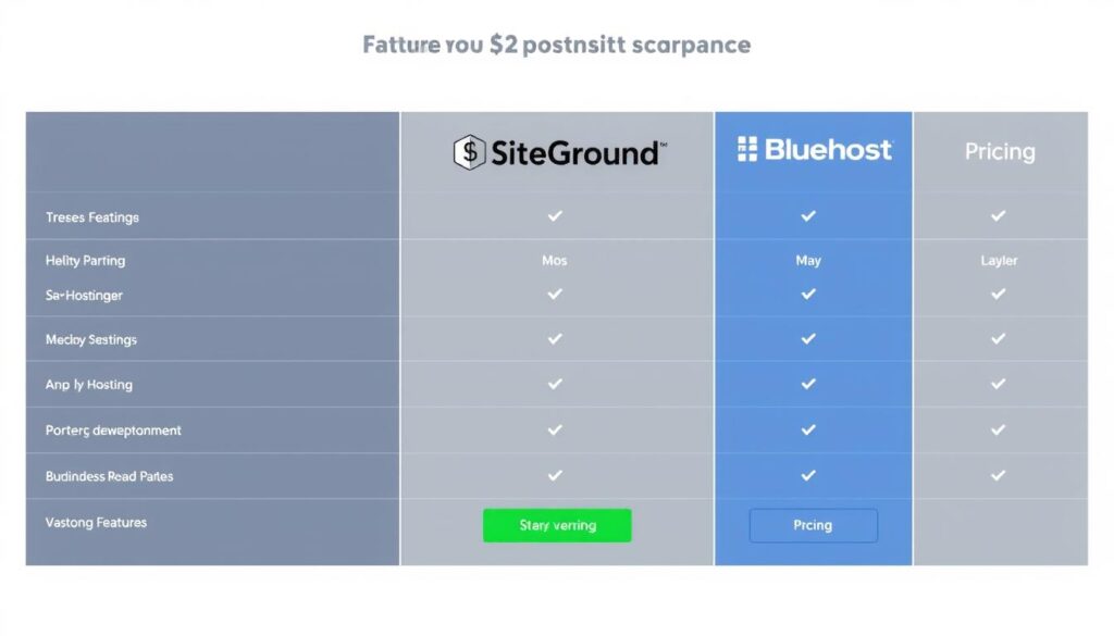 صورة توضح مقارنة بين Hostinger و SiteGround و Bluehost