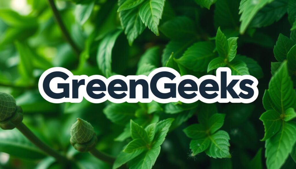 صورة شعار GreenGeeks مع خلفية خضراء