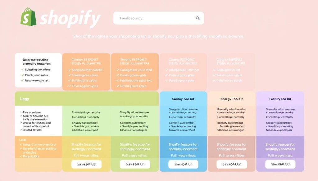 صورة لخيارات خطط الاشتراك المختلفة على Shopify