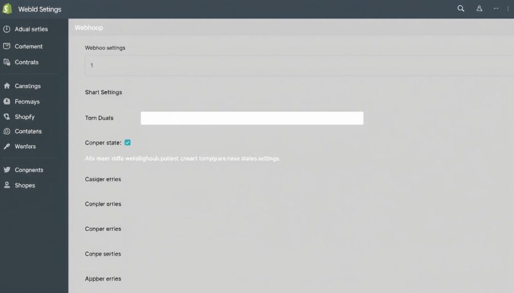 صورة لشاشة إعدادات Webhook في شوبيفاي