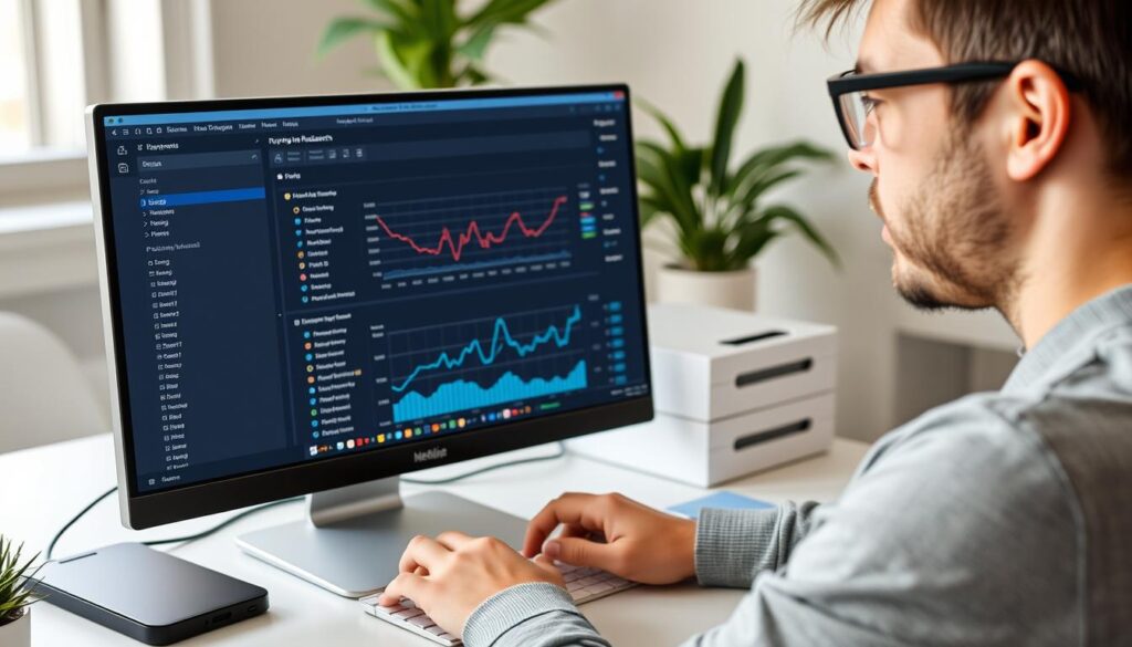 صورة لشخص يستخدم أداة البحث عن الكلمات المفتاحية على جهاز الكمبيوتر