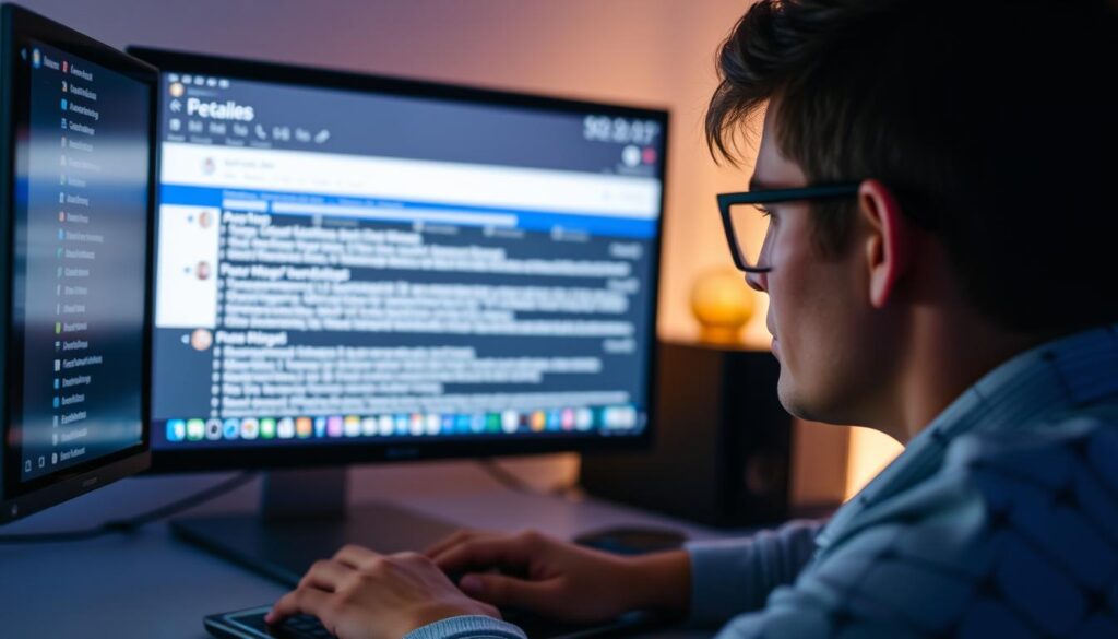 صورة لشخص يستخدم البريد الإلكتروني على الحاسوب