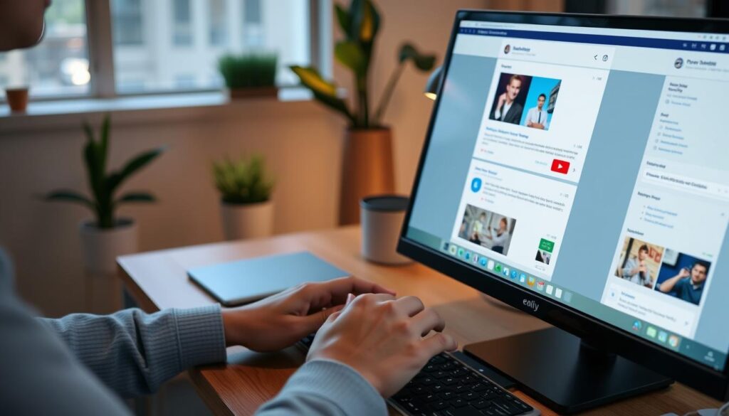 صورة لشخص يستخدم الحاسوب لإنشاء حملة بريد إلكتروني