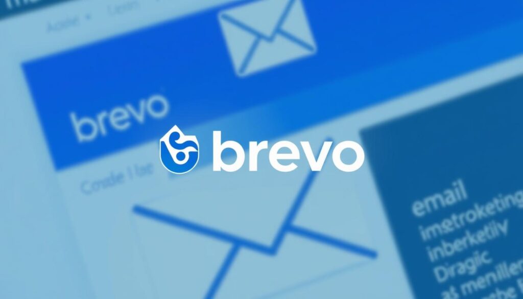 صورة لشعار Brevo مع خلفية متعلقة بالتسويق عبر البريد الإلكتروني