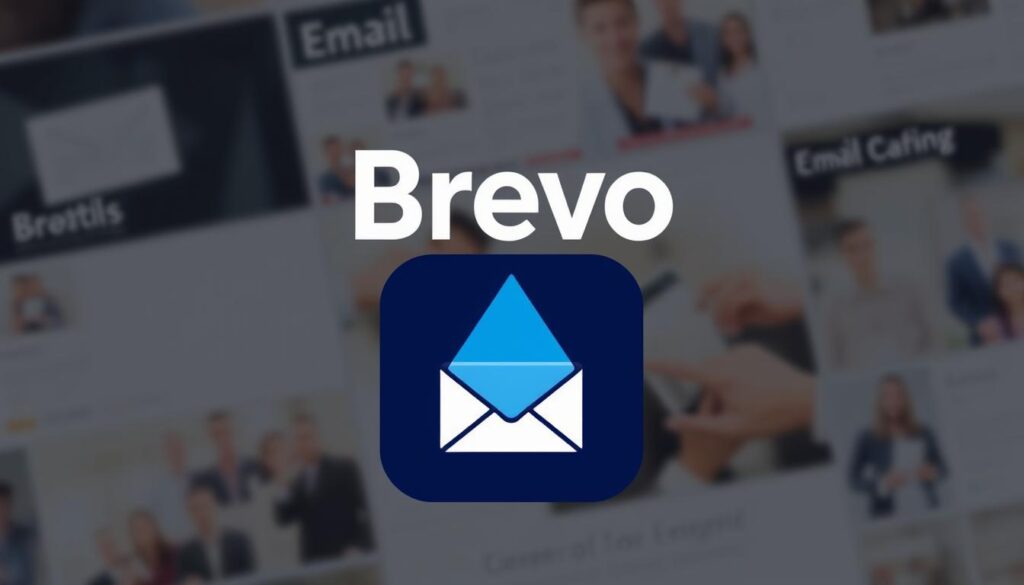 صورة لشعار Brevo مع خلفية متعلقة بالتسويق عبر البريد الإلكتروني