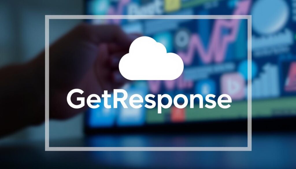 صورة لشعار GetResponse مع خلفية تعكس التسويق الإلكتروني