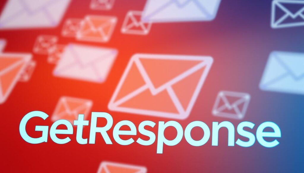 صورة لشعار GetResponse مع خلفية توضح التسويق عبر البريد الإلكتروني