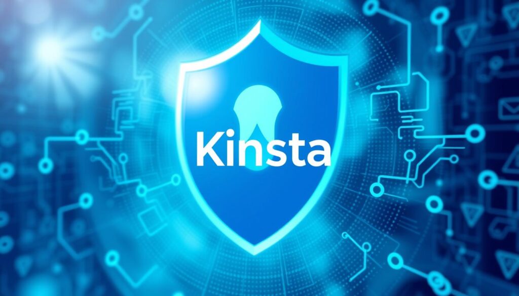 صورة لشعار Kinsta مع خلفية تعبر عن الأمان