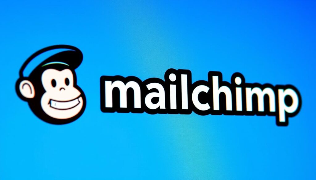 صورة لشعار Mailchimp على خلفية زرقاء