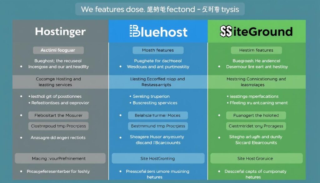 صورة لمقارنة بين Hostinger و Bluehost و SiteGround