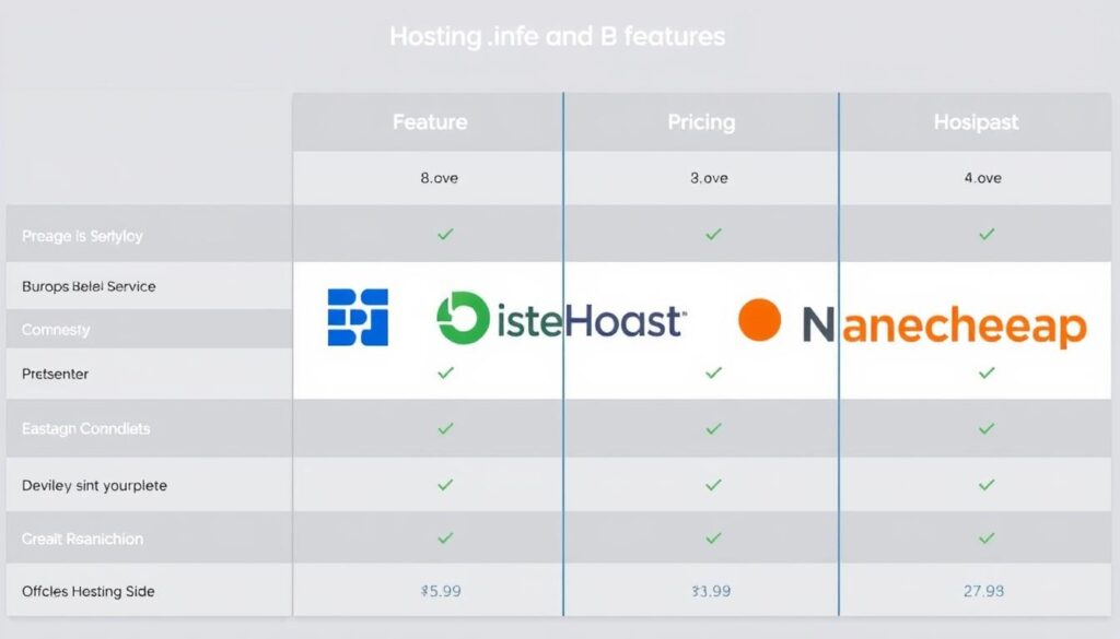 صورة لمقارنة بين Hostinger وBluehost وSiteGround وNamecheap
