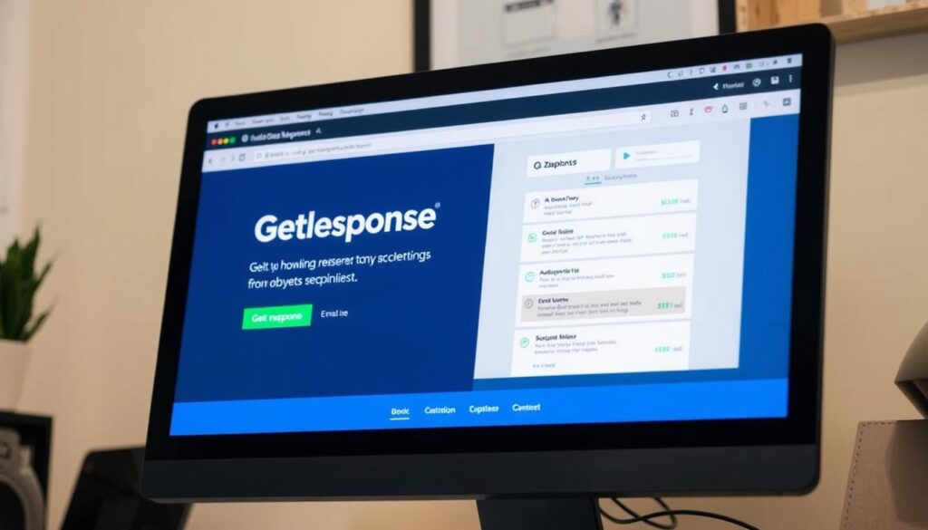 صورة لمنصة GetResponse على شاشة كمبيوتر